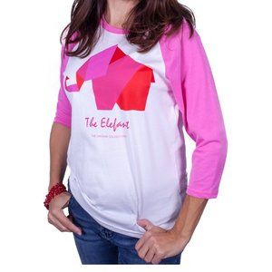 Pink Elephant Origami Women's Baseball Tee